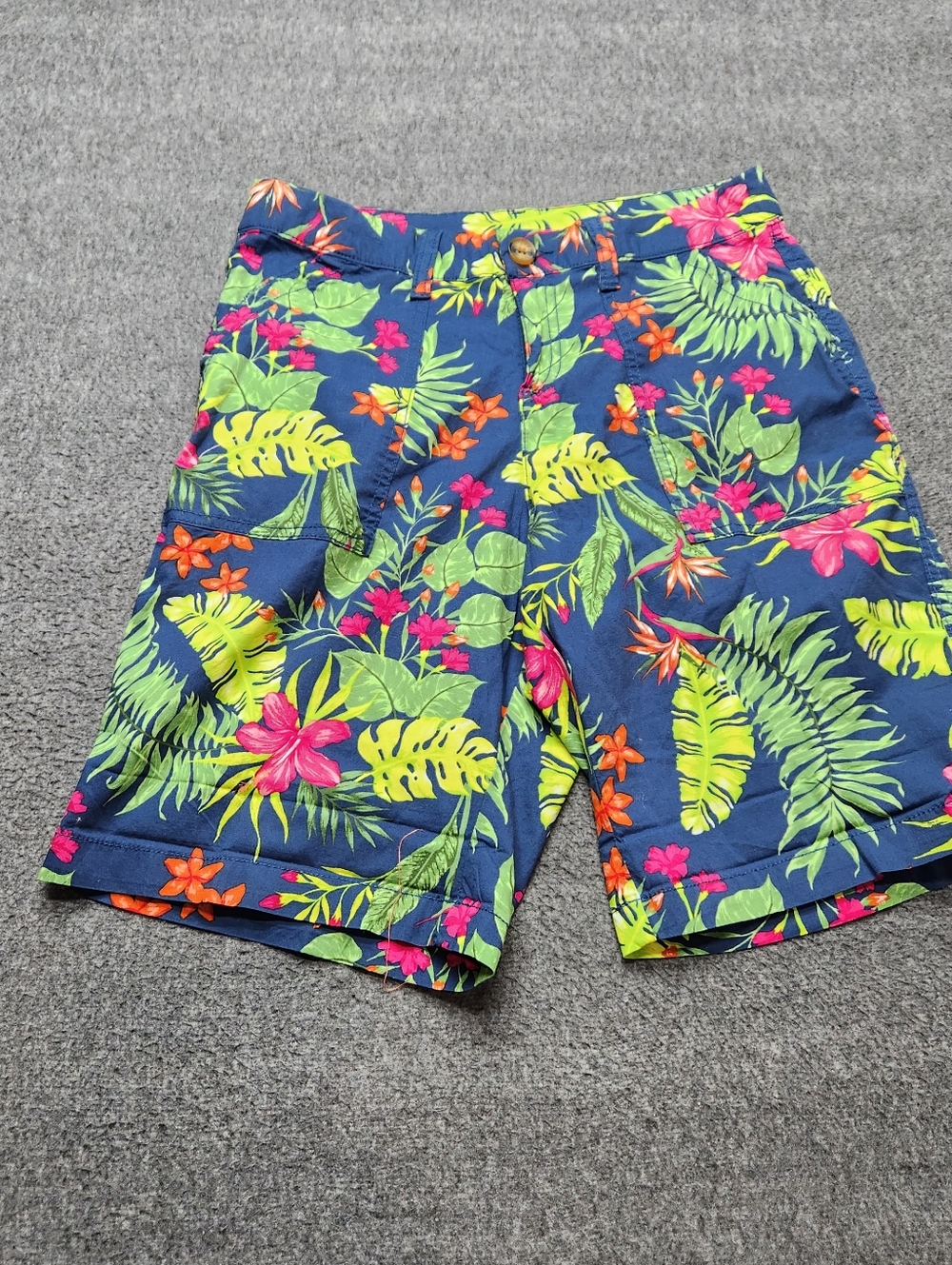 Style & Co Shorts‎ Womens 4 Tropical Floral Navy Stretch Summer Casual